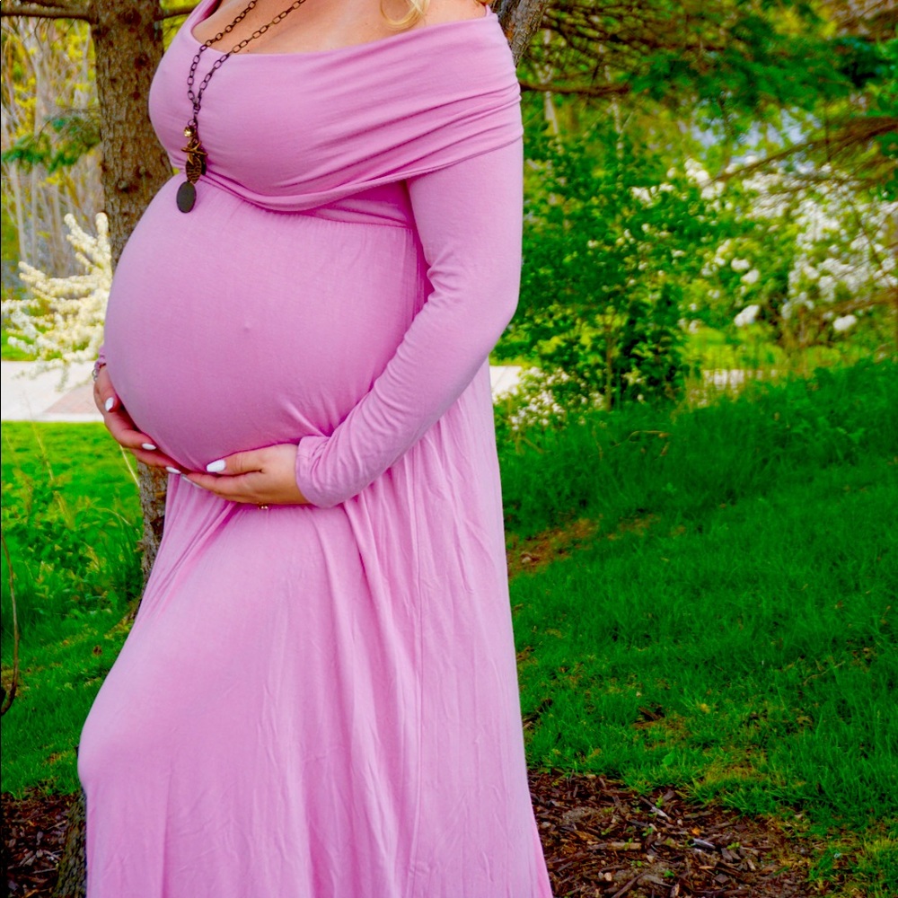 Mother Bee Mauve Pink Cowl Neck Maternity Dress